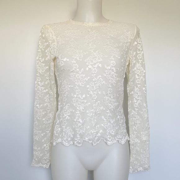 CAbi Tops - CABI sheer floral lace blouse Size L
